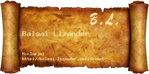 Balsai Lizander névjegykártya